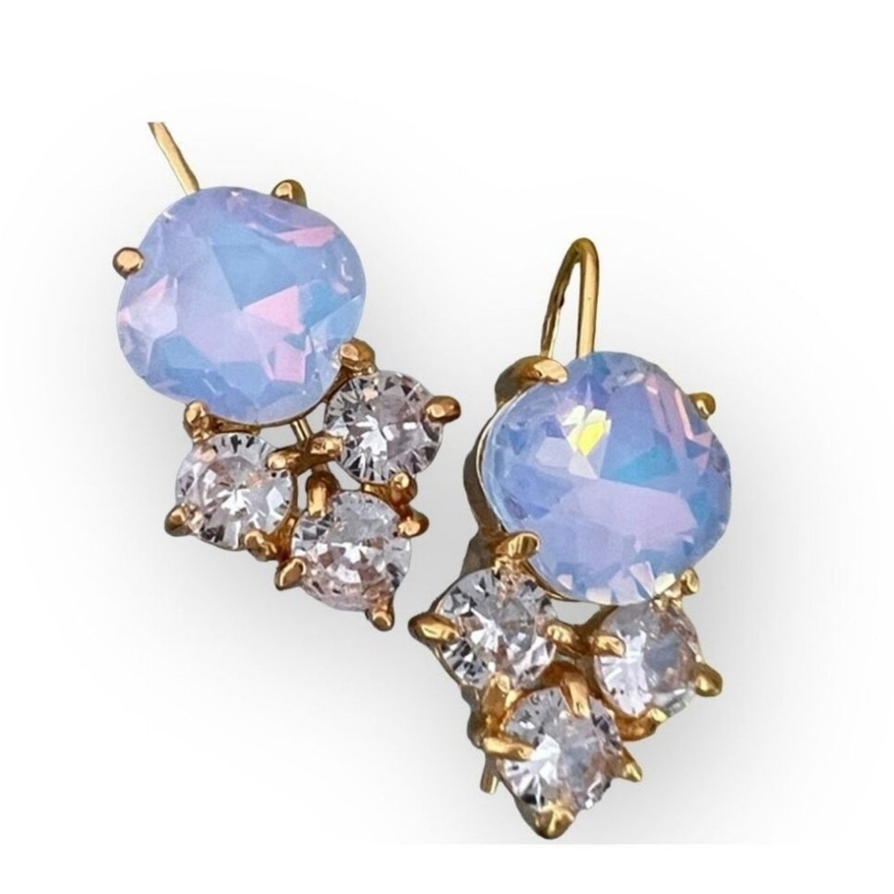 Anthropologie Sky Blue Crystal Earrings